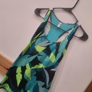 Under Armour Green and Blue Leaf Print Tank Top